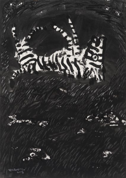 Black tears, 2008, Acrylic Ink on paper, 100x71cm